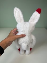 Image 5 of Weighted Evil White Rabbit with Pink Eyes