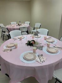 Image 1 of Plastic table set up for 6 people