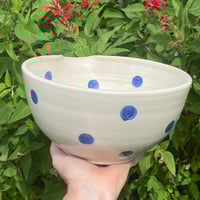 Image 3 of Large Mixing Bowl  Blue dots