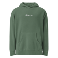 Image 2 of "Observe" Embroidered Unisex Pigment-dyed Hoodie