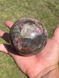 Image 14 of Pink Tourmaline & Smoky Quartz Sphere | #2968