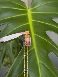 Image 1 of Gold Amethyst Rectangle Crystal Necklace