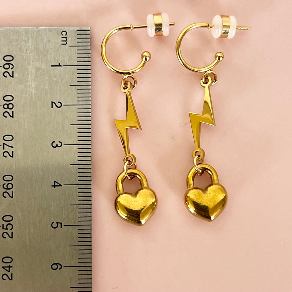 Image of Lightning Bolt and Puff Heart Half Hoops