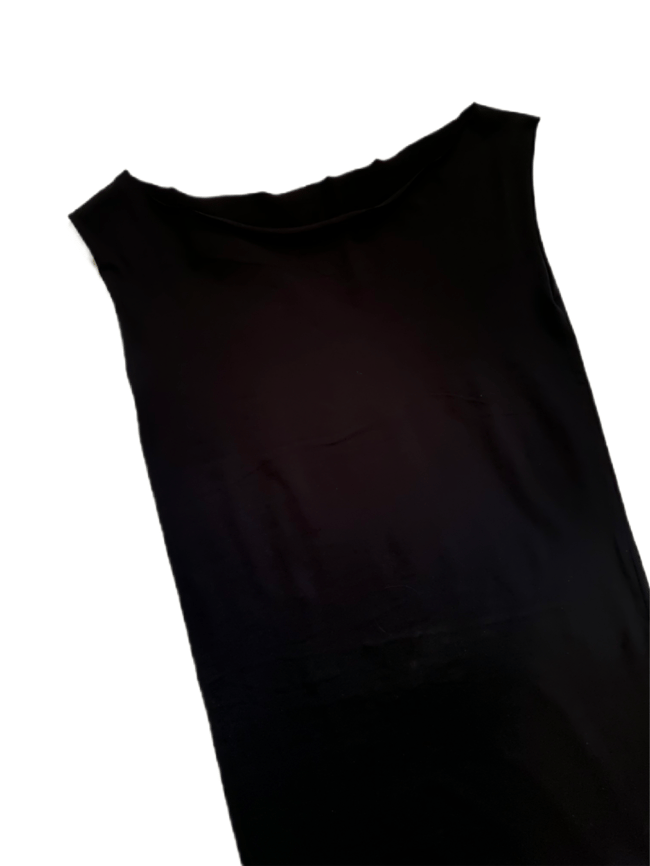 black MEDIUM deadstock cotton early 2000's raw edge Kate Moss tank dress