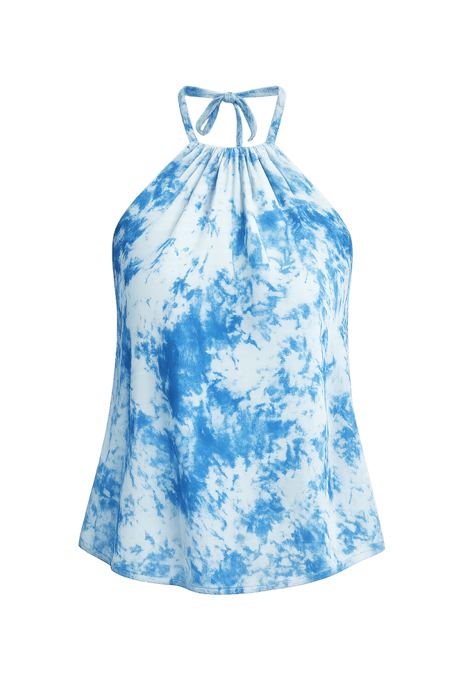 Image of Tessa Tie Dye Halter Top in Sky Blue