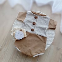 Image 1 of Boys bodysuit  Noah | camel and beige | 12 months