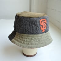 Image 2 of Reworked Reversible Bucket Hat SF x Black quilt XL