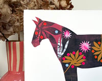 Image 4 of Jolene , a black and terracotta monoprinted horse with collage