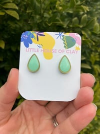 Image 1 of TEARDROP STUDS - Mint