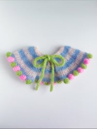 Image 1 of Sofie and Iris Blue, very Soft Pink, Green and Bubble Gum Pink Striped Mohair Bubble Collar