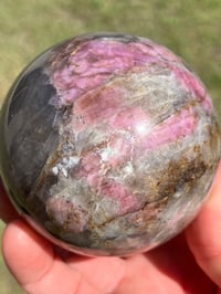 Image 15 of Pink Tourmaline & Smoky Quartz Sphere | #2968