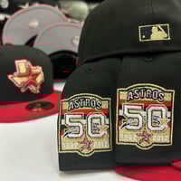 Image 3 of New Era 59Fifty Black Scarlet Gold 50th