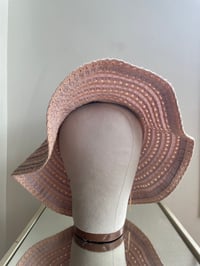 Image 2 of Rose and Peach Ribbon Sun Hat with Bow 