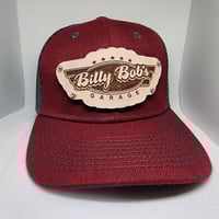 Image 1 of Synder snapback leather patch hat Dark Red & Gray