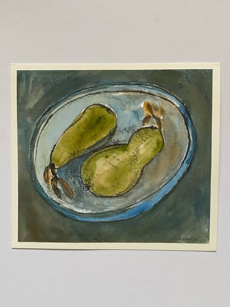 Image of A bowl with pears - monoprint artwork 
