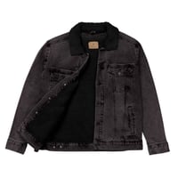 Image 2 of Locked and Loaded Embroidered Denim Sherpa Jacket