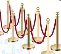 Image 2 of Red Carpet Ropes and Poles,  Velvet Ropes, 5ft Stanchion Rope, Gold Stanchions  for rent only 