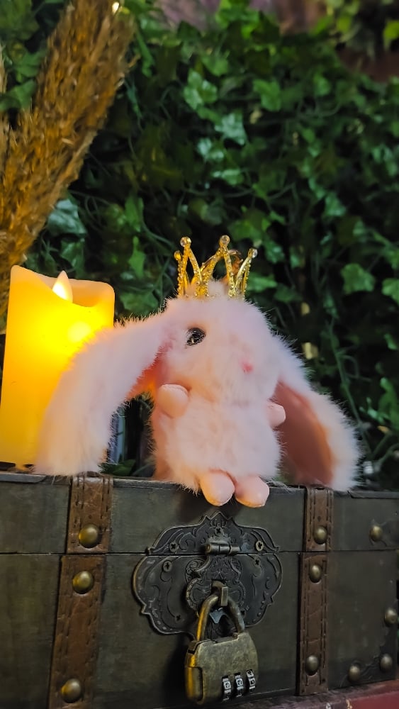 πThe Armored Kingdom Crowned Baby Pink Snugglehop Bunny Keychain