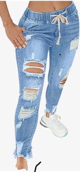 Image of High Waist Skinny Stretch Ripped Jeans