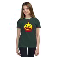Image 6 of Youth Short Sleeve T-Shirt - Jack O Lantern Vintage Red Yellow