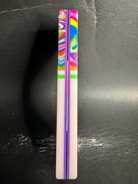 Image 4 of @Kaoticartworks Resin & White Faux Ivory GLOW Segmented Knife Scales