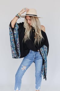 Image 1 of Fallon Embroidered Sleeve Poncho
