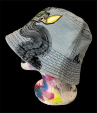 Image 2 of “LIGHT MY FIRE” CUSTOM PAINTED DENIM BUCKET HAT 