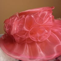 Image 1 of CHERISE CORAL CHIFFON HAT