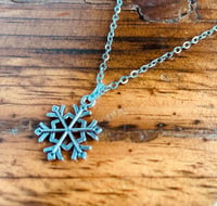 Image 1 of Set of 5 Snowflake silver plated charm necklace 