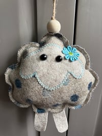 Image 3 of Yorkshire Tweed Dangly Sheep blue multispot