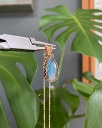 Image 1 of Gold Labradorite Teardrop Crystal Necklace