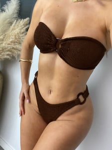 Image of Triple Ring Bandeau Bikini In Chocolate Brown 