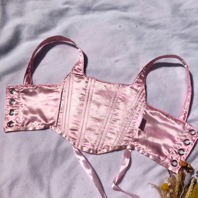 Handmade Japanese brocade floral reversible corset 