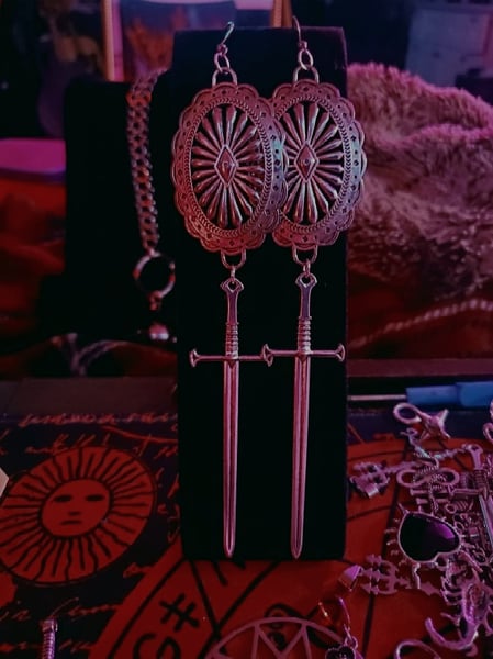 Image of Sword Concho Earrings