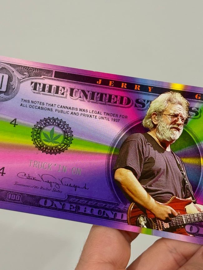 Jerry Garcia 1995 $100 Bill 8.5” Sticker 