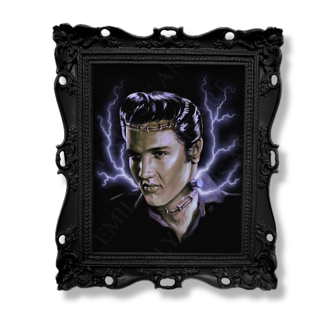 Original Painting Print // 'Franken-Elvis Presley' in Oil