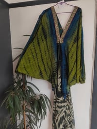 Image 2 of Wanderlust maxi dress Sari tie dye GREEN BLUE