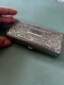 Superbe boîte plaqué argent, décor celtique, ancienne boîte à rasoir, velours violet, 1910.