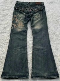 Image 2 of Fmxires New Y2k Retro Flared Jeans Women Harajuku Gothic Embroidery Denim Pants Vintage Punk Baggy S