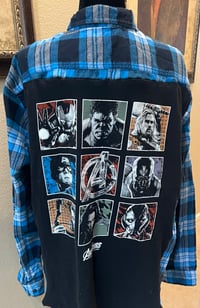 Vintage Blue/Black Flannel Marvel Superhero