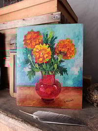 Image 1 of Peinture bouquet d'oeillets d'Inde 