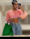 See thru pink crop top 