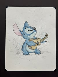 Image 3 of Guitar Stitch Ink and Watercolor Original 