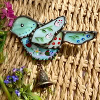Image 1 of Greens  Folk Style Bird Suncatcher