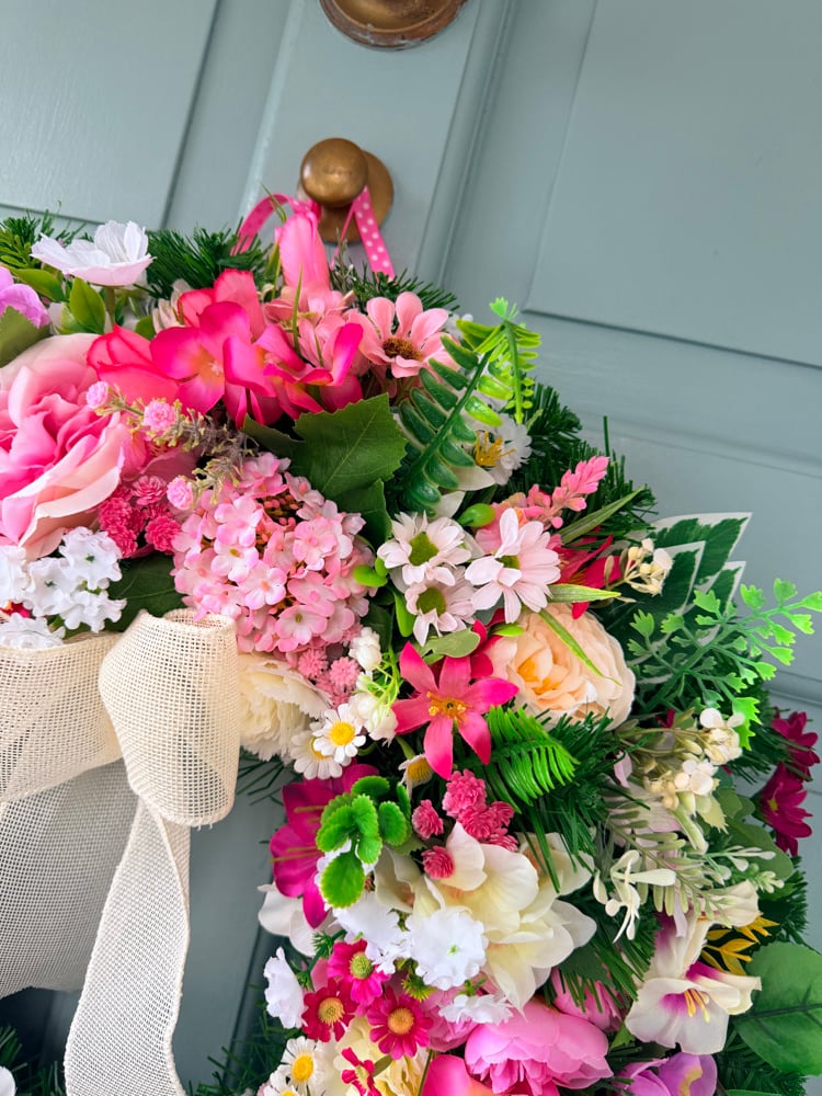 Image of 55cm Pink with cream bow 