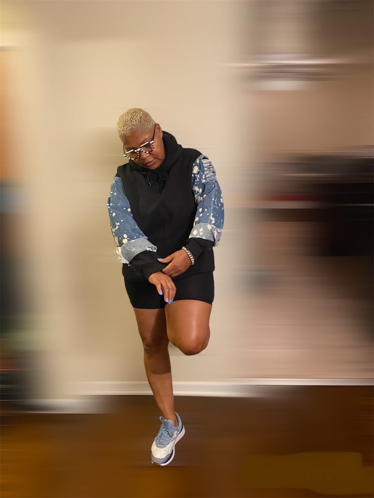 Image of Denim Sleeve Hoodie