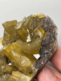 Image 7 of Golden Barite On Purple Fluorite Specimen | Jiangxi China #2765