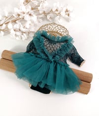 Image 3 of Newborn dress for photo shoots | Gabrielle | emerald dots