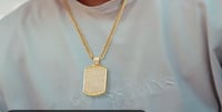 Image 1 of 24K Gold-Plated Square Pendant Necklace with Twisted Chain