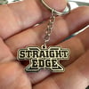 Bright Silver Metallic Soft Enamel “Straight Edge” Keychain